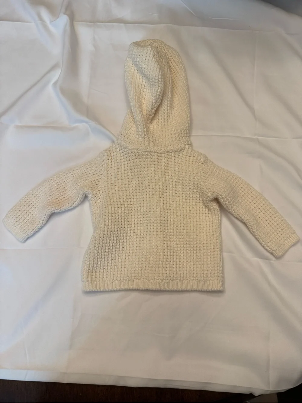 Carter’s Cream Hooded Knit Baby Cardigan with Bear Ear Detail